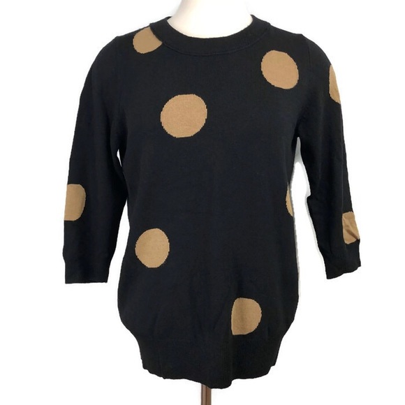 J CREW Black and Tan Polka Dot Pullover Sweater - Picture 1 of 5